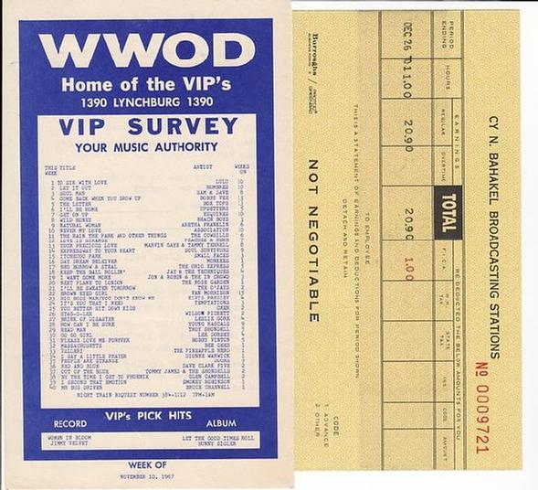 WWOD-AM Music Survey Novemeber 1967